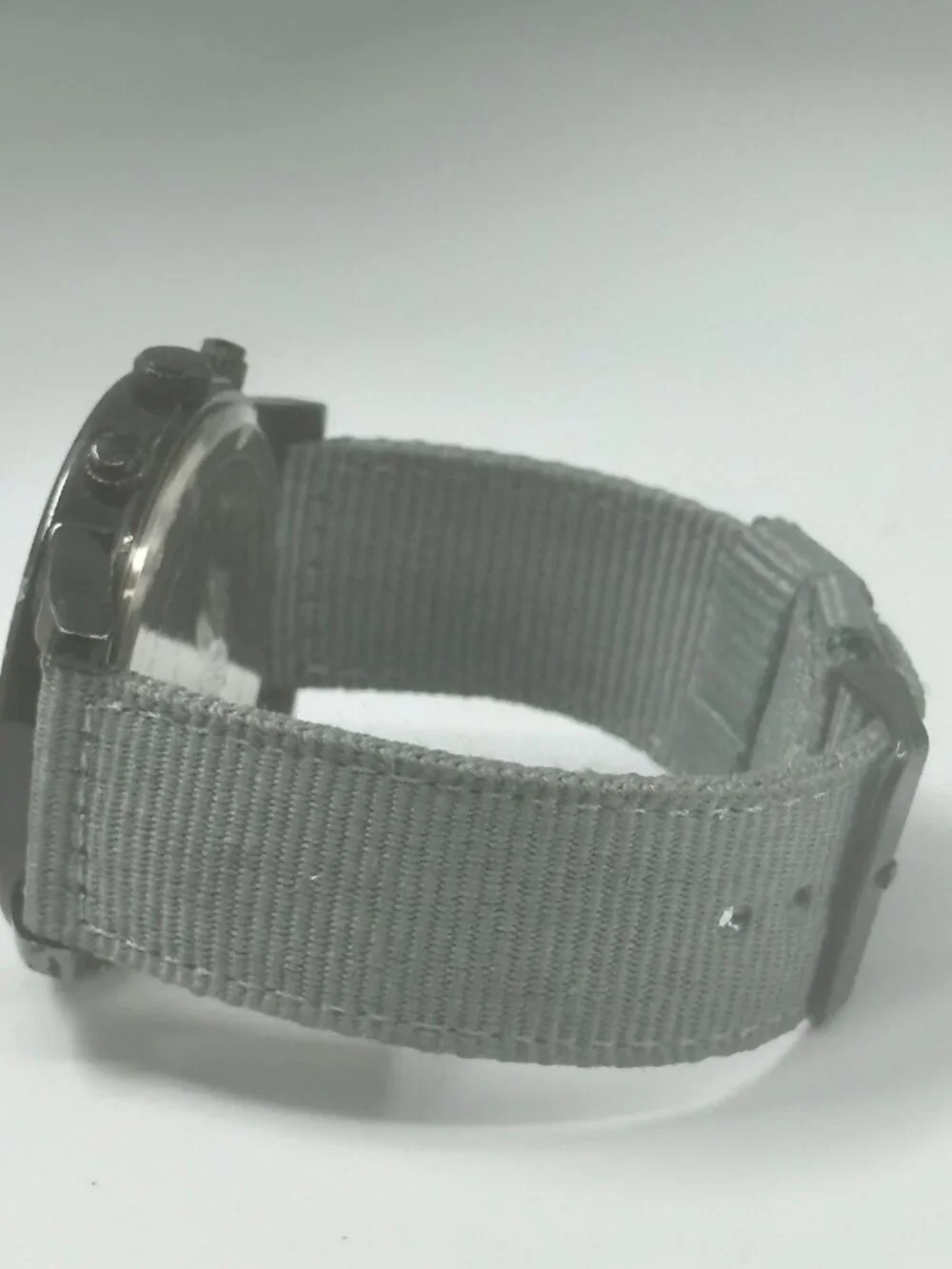 Bass Pro Shops Watch Men Black Dial 46MM Grey Canvas Band New Battery 9